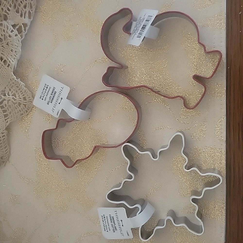 NWT Threshold 3 Metal Christmas Cookie Cutters Santa Snowman Snowflake